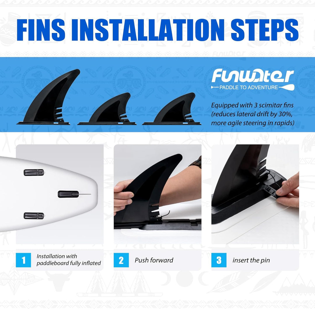 FunWater Aufblasbares Stand Up Paddle Board Multifunktionale Paddelboards mit Flossen, Knochleine, S