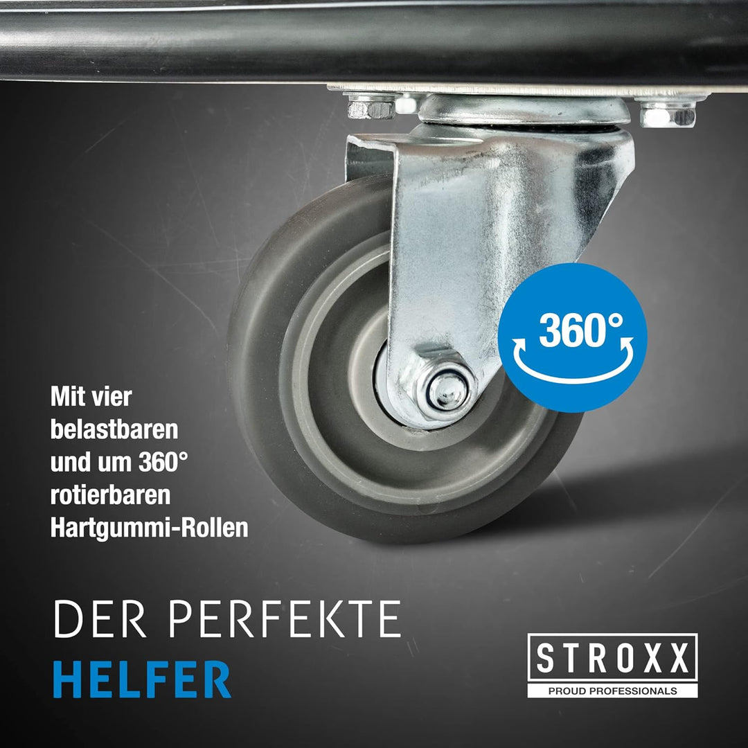 STROXX – 4X Transportroller mit 2000KG (500kg pro Roller) Traglast (600 x 400 x 145mm) – Rollbrett m