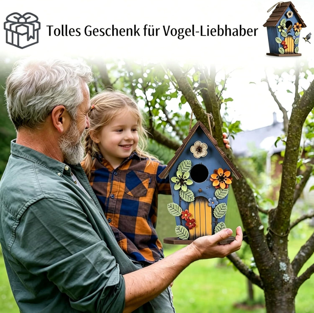 Hängendes Vogelhaus, Dekoratives Vogelhäuschen, Holz Nistkästen für Wildvögel 40mm Einflugloch, Gart