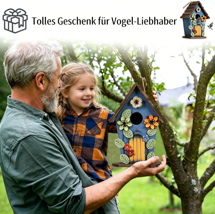 Hängendes Vogelhaus, Dekoratives Vogelhäuschen, Holz Nistkästen für Wildvögel 40mm Einflugloch, Gart
