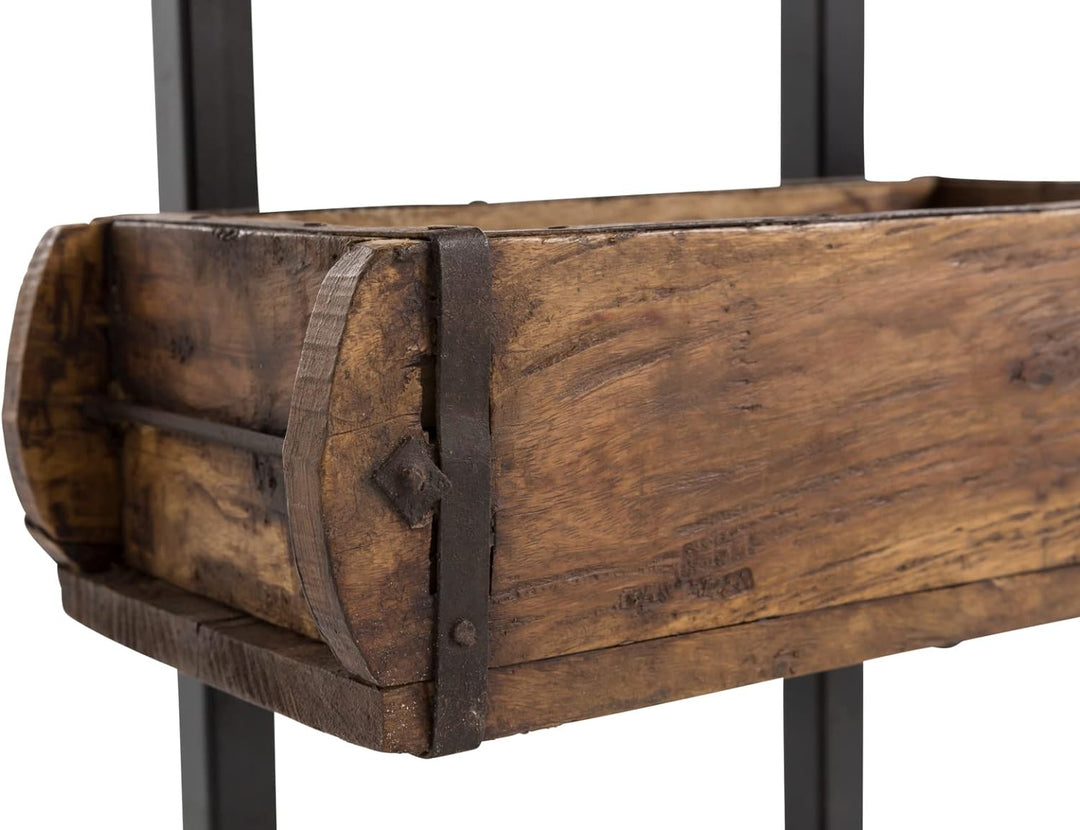 Woodkings® Wandregal Ziegelform 3er Altholz Metall Wandderoration Aufbewahrungsbox Backsteinform rus