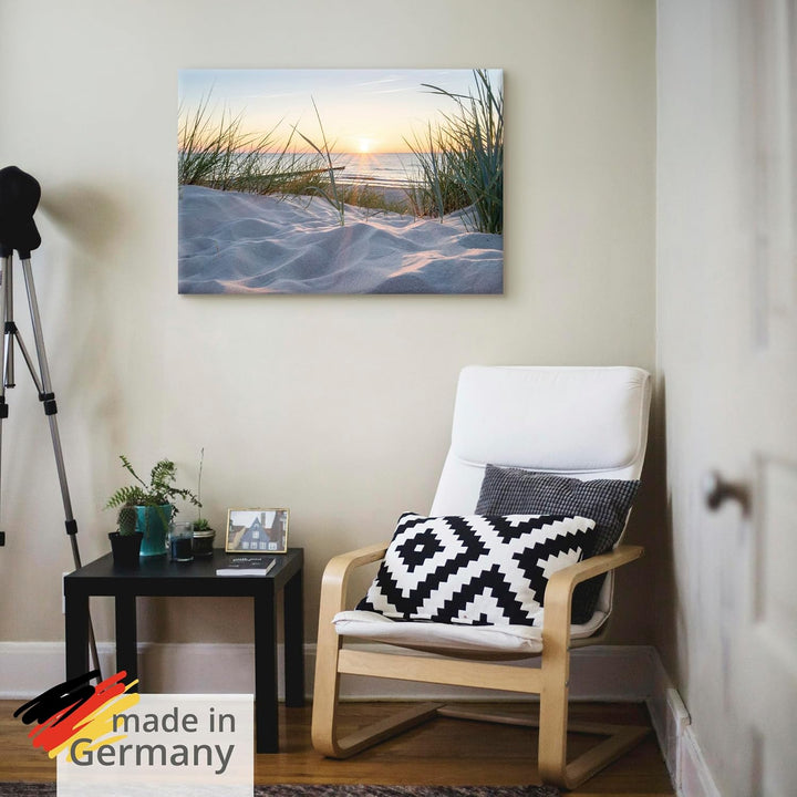 ARTland Leinwandbilder Wandbild Bild Leinwand 70x50 cm Strand Küste Ostsee Dünen Meer Landschaft Nat