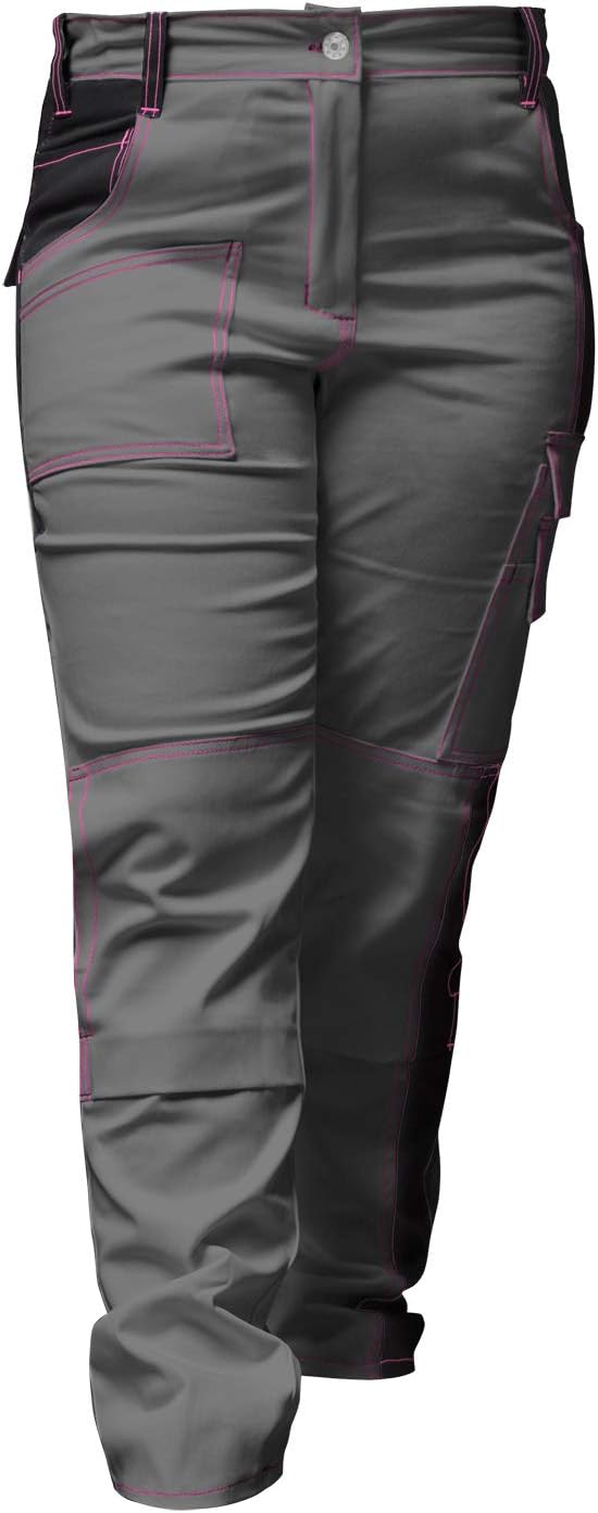 strongAnt Damen Arbeitshose komplett Stretch für Frauen Bundhose mit Kniepolstertaschen Schwarz Grau