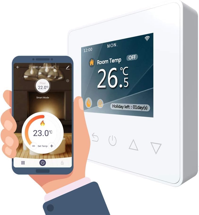 WLAN-Thermostat ThermoLife ET81W mit Farbdisplay - Weiss - 16A - Digitales Raumthermostat programmie