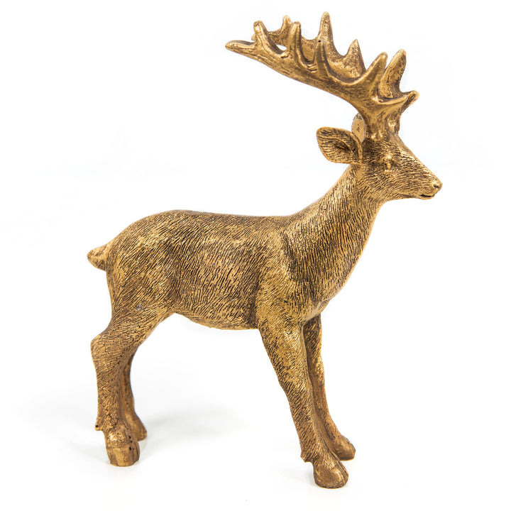 Logbuch-Verlag Hirsch Rentier Figur Gold Weihnachten Deko zum Hinstellen Weihnachtsdekoration Dekoob
