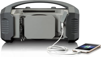 Lenco DAB+ Baustellenradio Bluetooth 5.0 FM Empfänger IP54 Wasserdicht 15 Watt RMS Akku mit 5000mAh