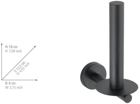 WENKO Ersatzrollenhalter Mod. Bosio Black, Wandhalter für Toilettenpapier aus Edelstahl, matt lackie