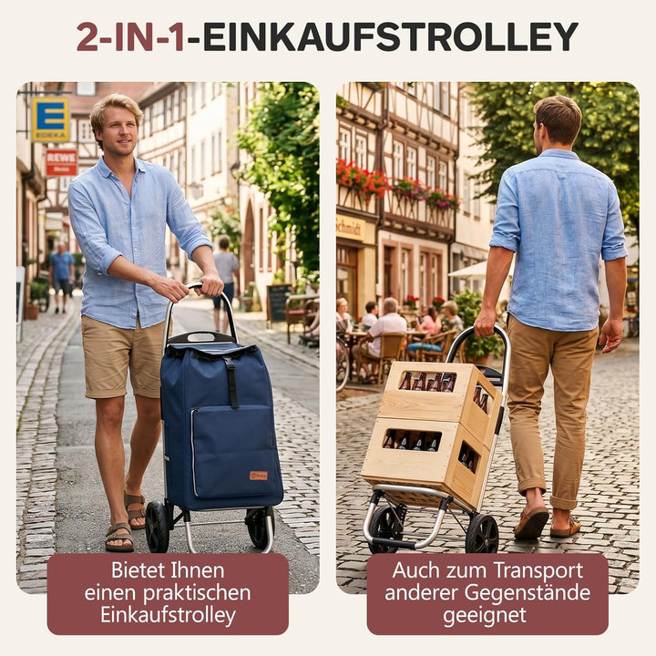 Sekey Einkaufstrolley klappbar, XXL Einkaufstasche mit Kühlfach, Faltbarer Einkaufswagen, Shopping T
