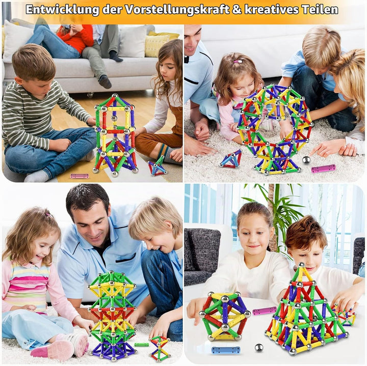Jvchengxi 320 Stücke Magnetische Bausteine, Magnetische Stöcke Spielzeug, Magnet Lernspielzeug, 3D P