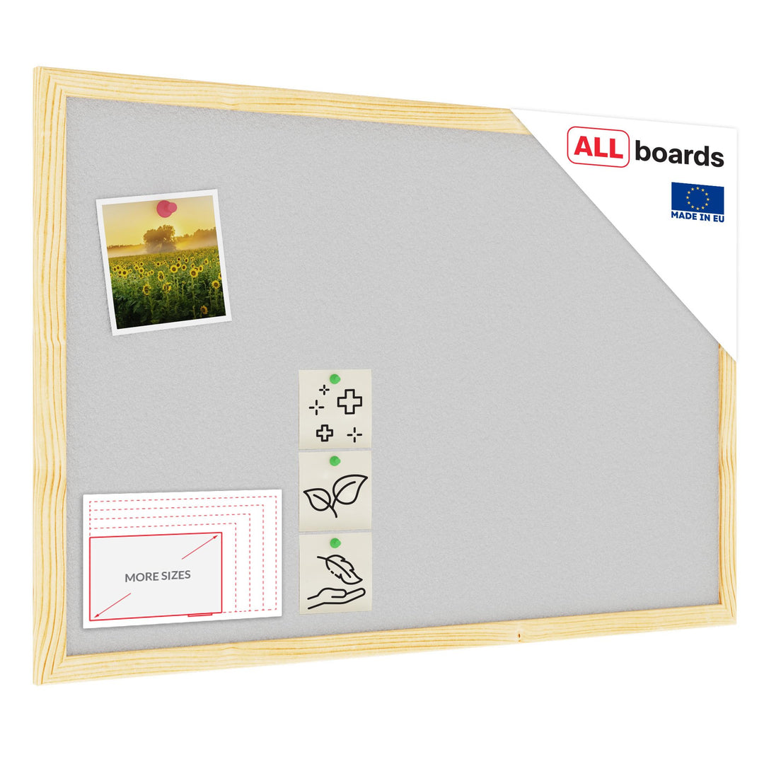 ALLboards Hellgrau Pinnwand mit Holz Rahmen 60x40cm Korktafel Korkwand Pinnwand Kork Farbiger Kork 6