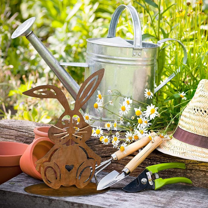 Rostikal Osterhase Gartendeko Rost 22 x 15,5 cm – Frühling Dekoration für Garten & Wohnzimmer, Vinta