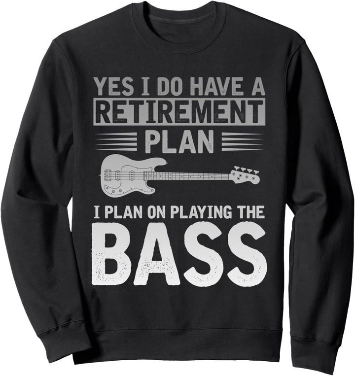 Bassist Ruhestand Musiker Rentner Lustiges Bass Gitarre Sweatshirt