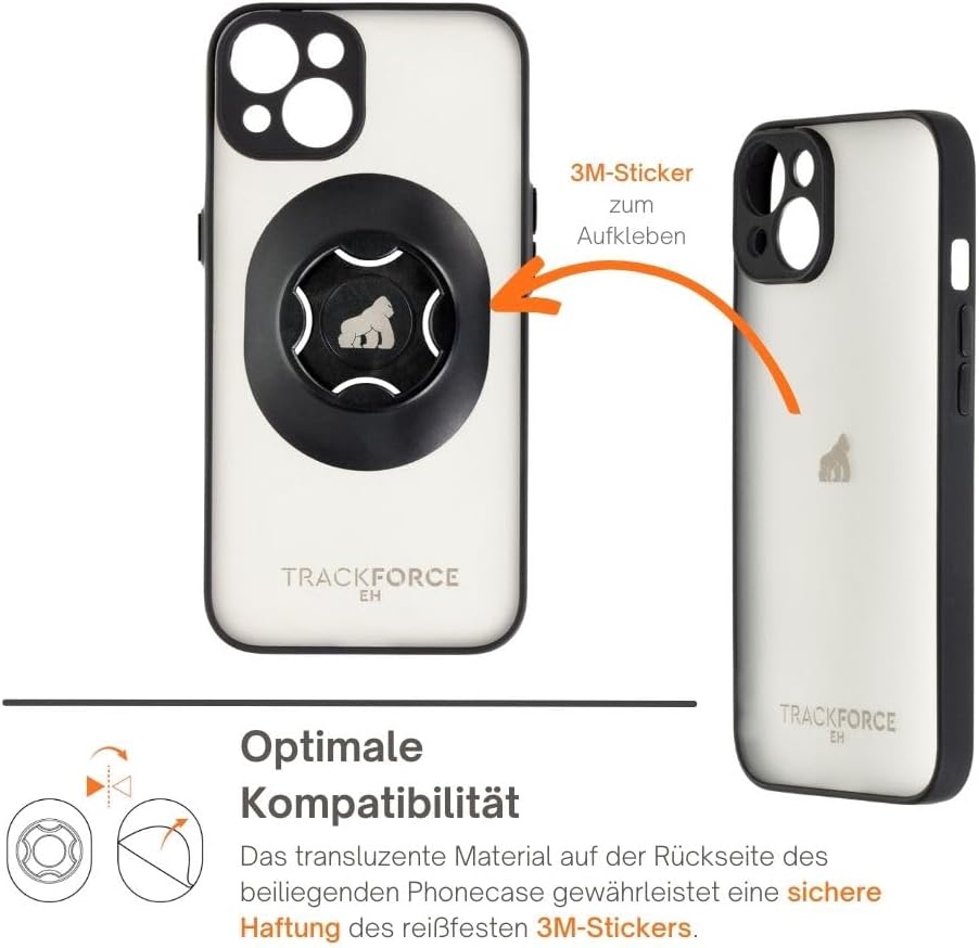 TRACKFORCE - 360° Universelle Handyhalterung mit Vibrationsdämpfer - für Motorrad, Fahrrad & E-Scoot