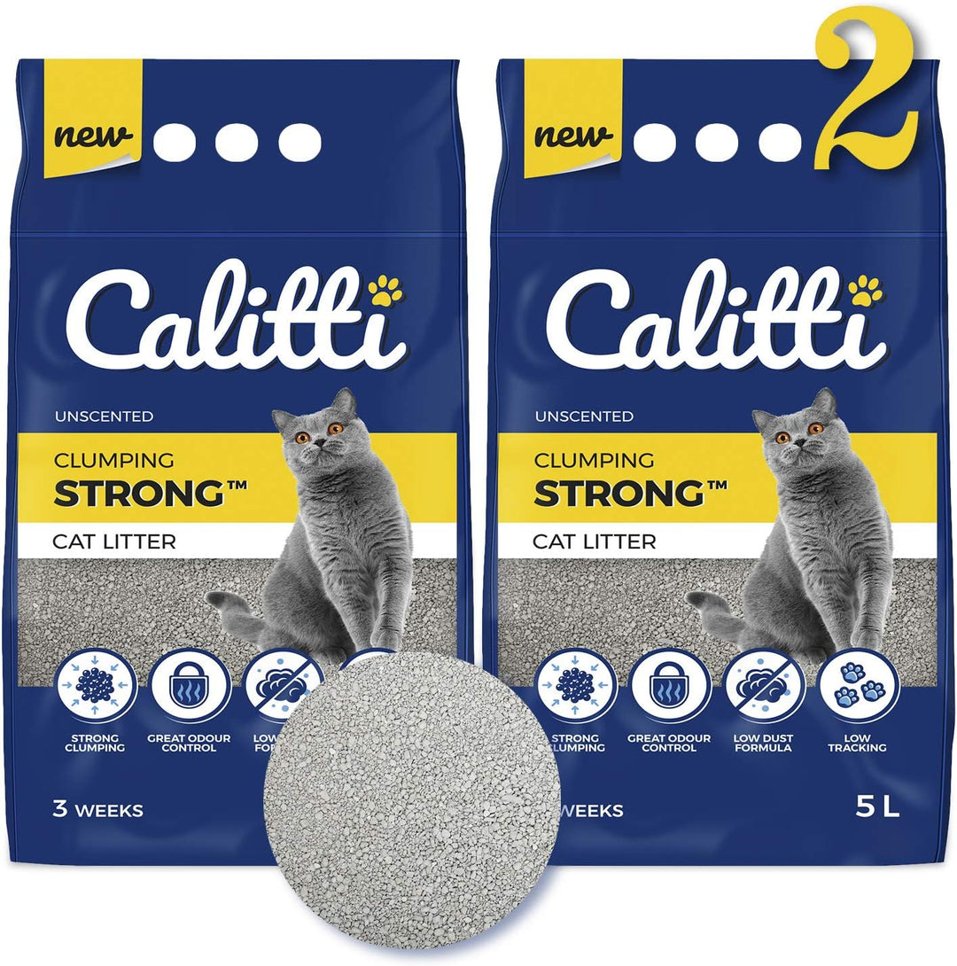 Calitti Katzenstreu Klumpstreu ohne Duft | 100% natürlichem Bentonit | 3 Wochen - 5L