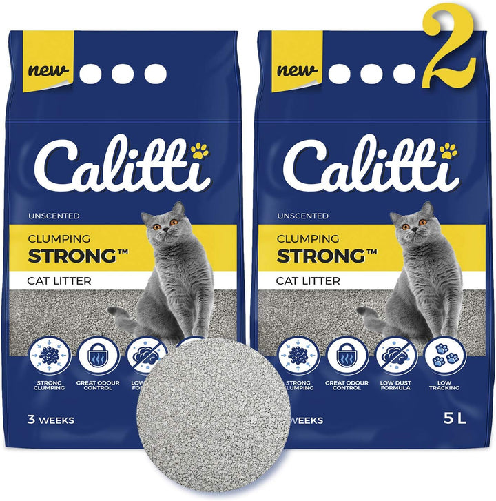 Calitti Katzenstreu Klumpstreu ohne Duft | 100% natürlichem Bentonit | 3 Wochen - 5L