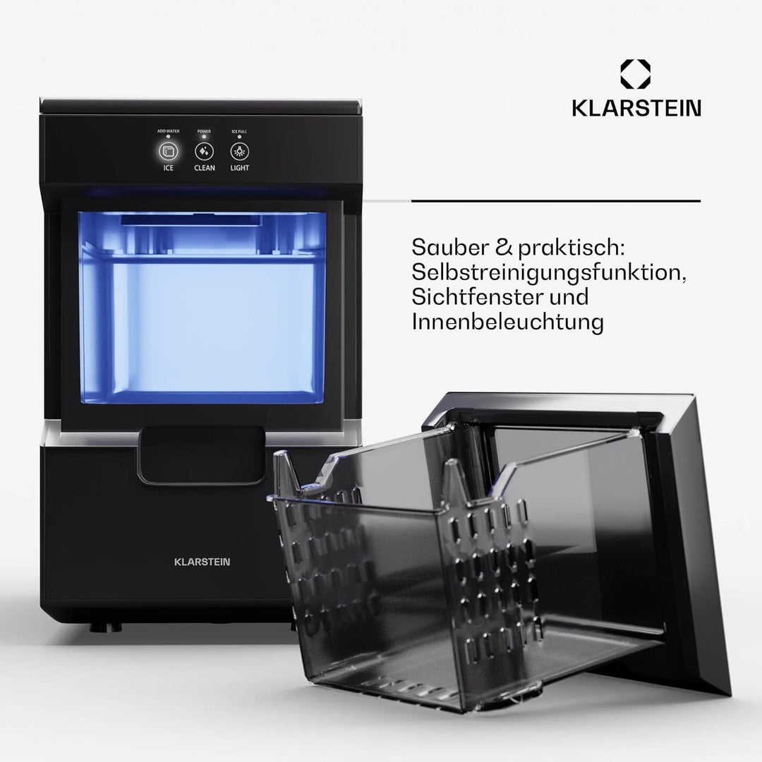 Klarstein 2,2L Eisnugget-Maschine für Zuhause, Camping & Gastro, Schnelle Nuggeteis-Maschine Klein,