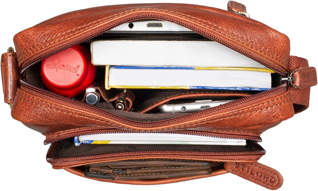 STILORD 'Jamie' Herren Ledertasche - Perfekt für Reisen & Alltag - Kleine Vintage Messenger Bag für