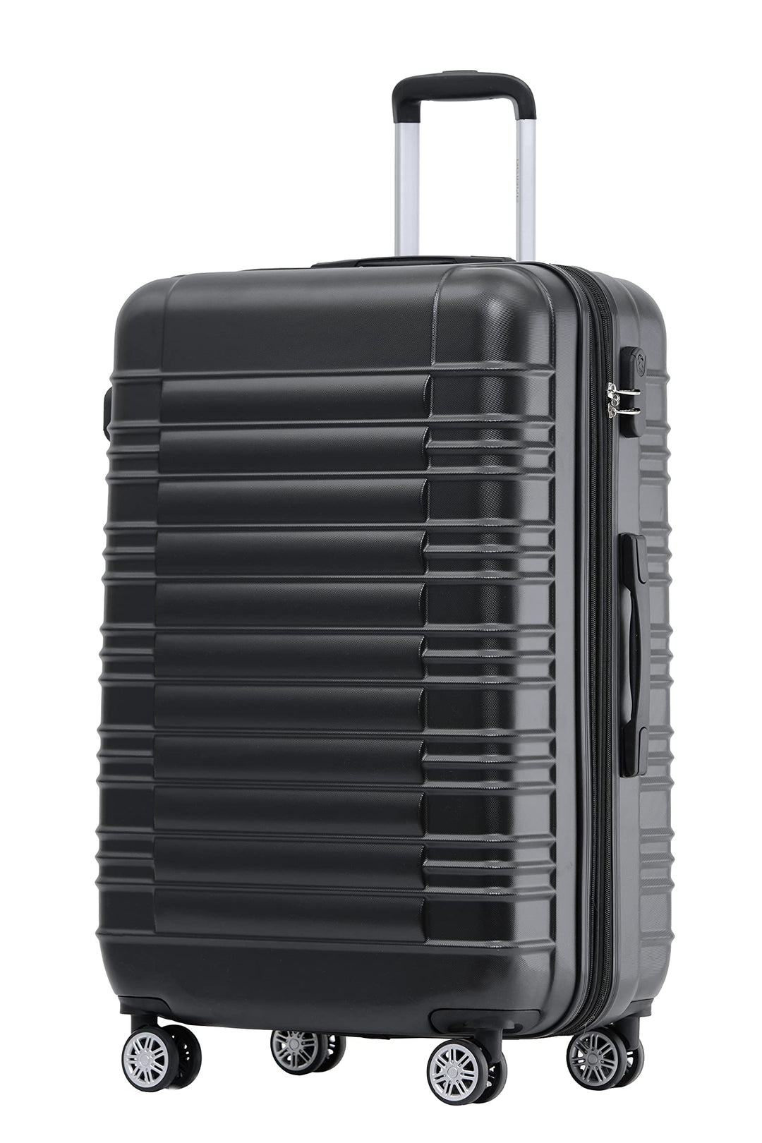 BEIBYE Zwillingsrollen Reisekoffer Koffer Trolleys Hartschale M-L-XL-Set (Schwarz, M) Schwarz M