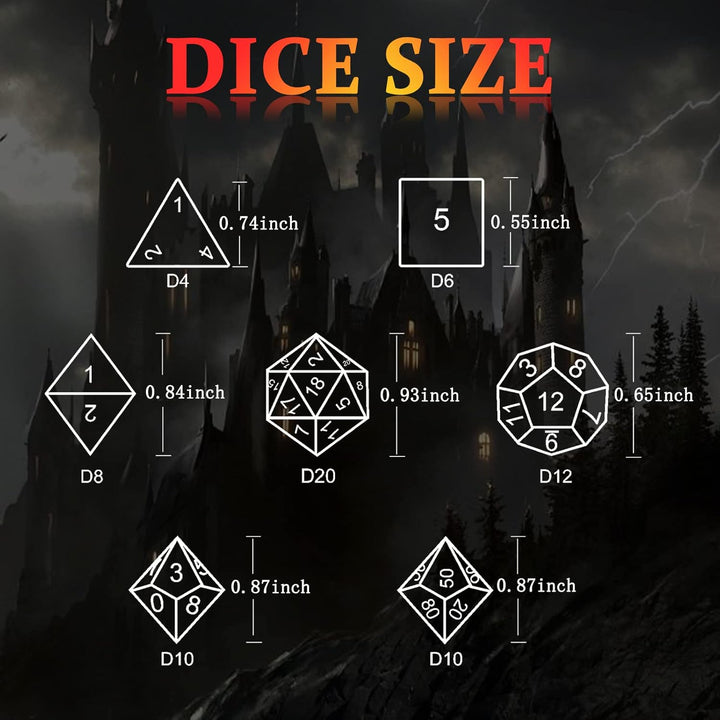 DND Würfel, Dungeons and Dragons Würfel Set HNCCESG Metall Spielwürfel Hohle 3D Drachen D&D Würfel P
