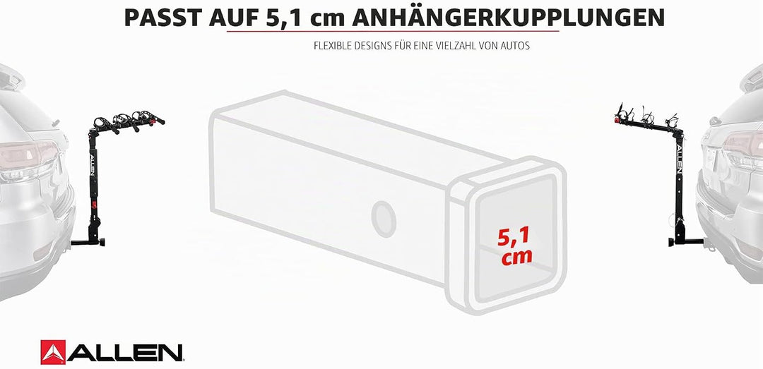 Allen Sports 4 Fahrrad Anhängerkupplung für 2 Zoll Anhängerkupplung Premier Locking Schwarz, Premier