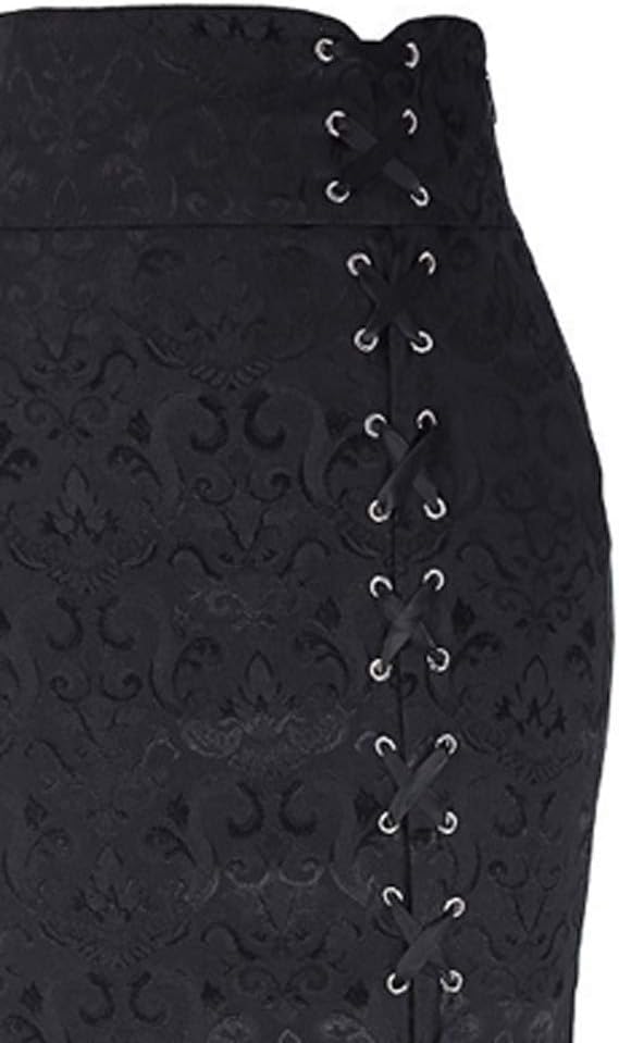 Maxirock Schwarz Retro-Punk-Langrock Rassel -Rock-Rock Schwarze Korsage Damen Mit Schwarz L, Schwarz