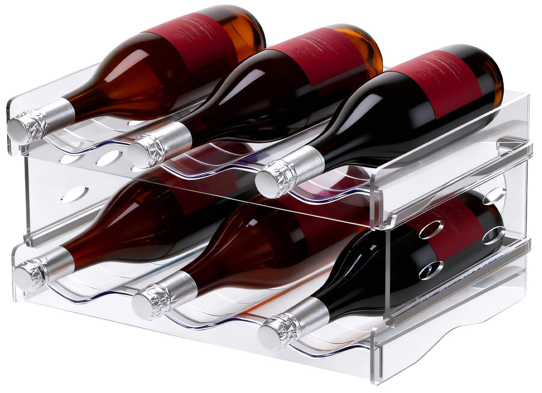 Flaschenregal Kühlschrank Stapelbarer 2 Tier 6 Flaschen Organizer Schrank Weinregal Weinflaschenhalt