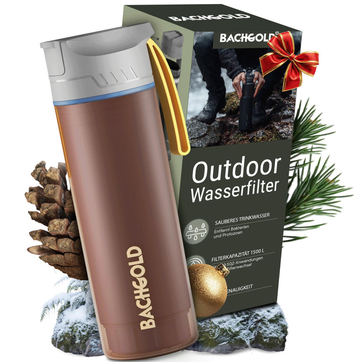 Bachgold® Profi Outdoor Wasserfilter Flasche [650ml] mit 1500L Filterkapazität I entfernt 99,99% all