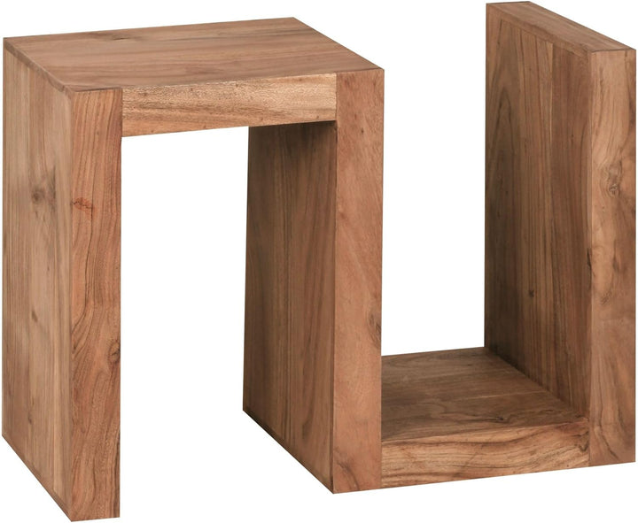 FineBuy Beistelltisch Massivholz S Cube 60cm hoch Wohnzimmer-Tisch Design Landhaus-Stil Couchtisch F