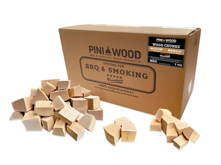 PINI Wood Chunks Buche OHNE RINDE 7 Kg Räucherklötze für Grill Smoker Pizzaofen