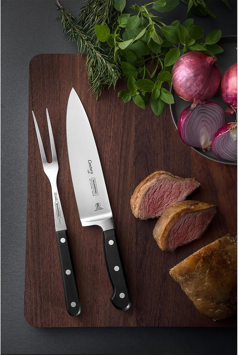 Tramontina Tranchierset CENTURY, 2-teilig, Tranchiermesser, Tranchiergabel, Edelstahl DIN 1.4110, sc