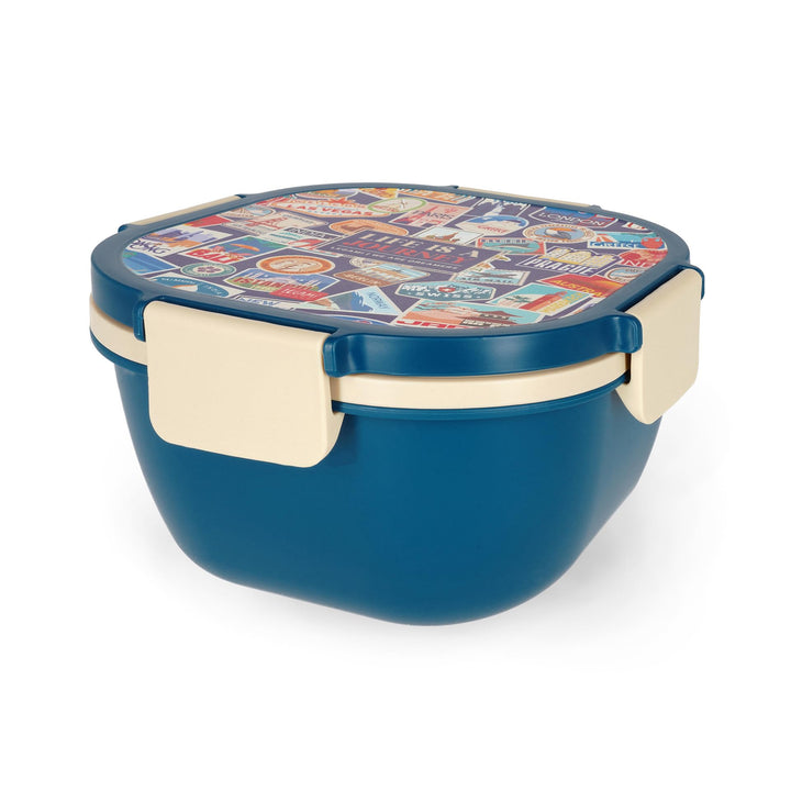 Legami – Lunchbox Travel Stickers, 1 Gabel, 1 Tablett mit Fächern, 1 herausnehmbarer Gewürzbehälter