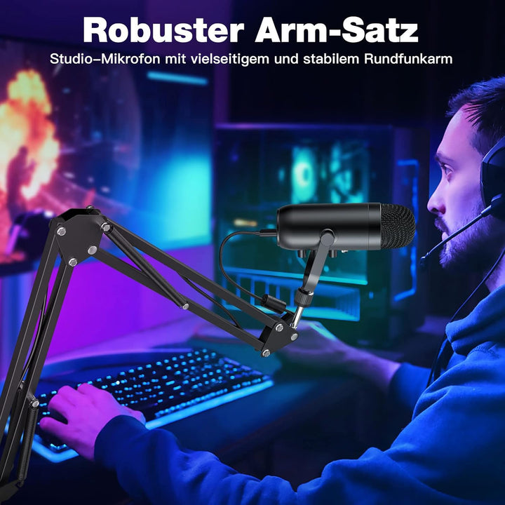 zealsound USB Mikrofon Kit für PC, Handy, PS4/5, MAC, Mit Schneller Stummschaltung,Geräuschunterdrüc