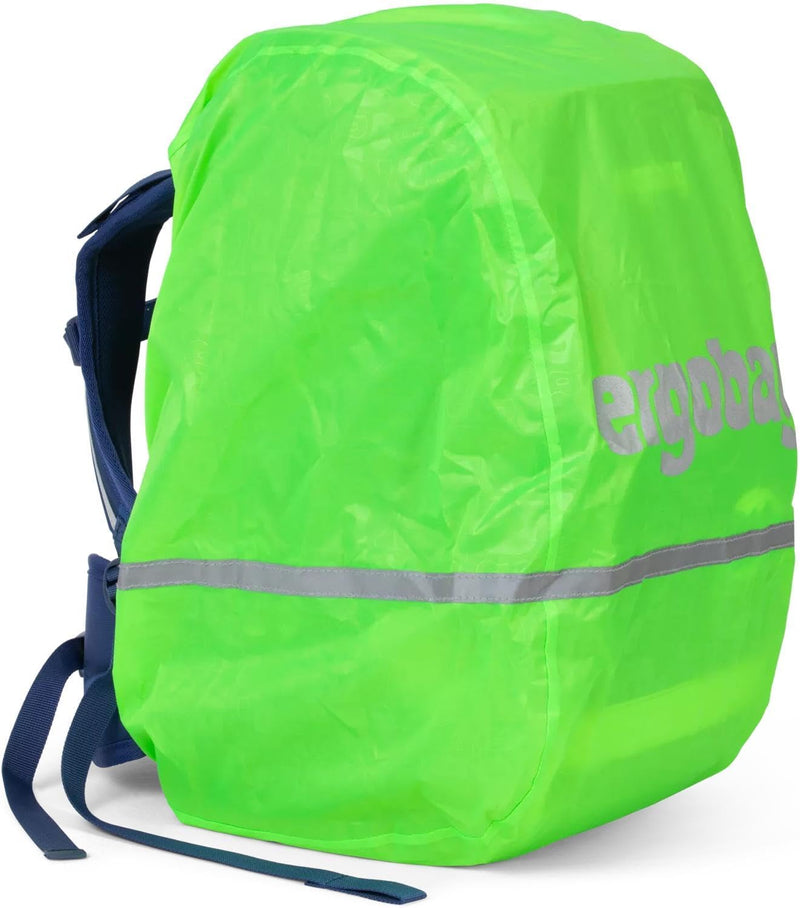 ergobag Regenschutz für Schulranzen und Rucksack, wasserdicht, mit Reflektoren und Gummizug Grün - H