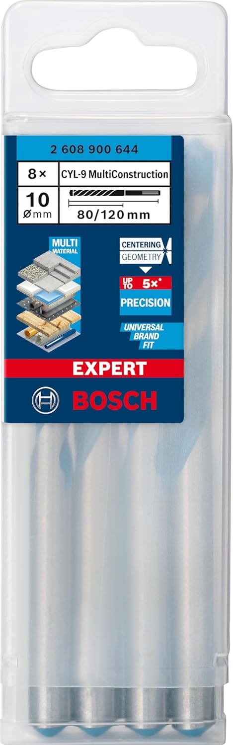 Bosch Professional 8x Expert CYL-9 MultiConstruction Bohrer (für Beton, Ø 10,00x120 mm, Zubehör Schl