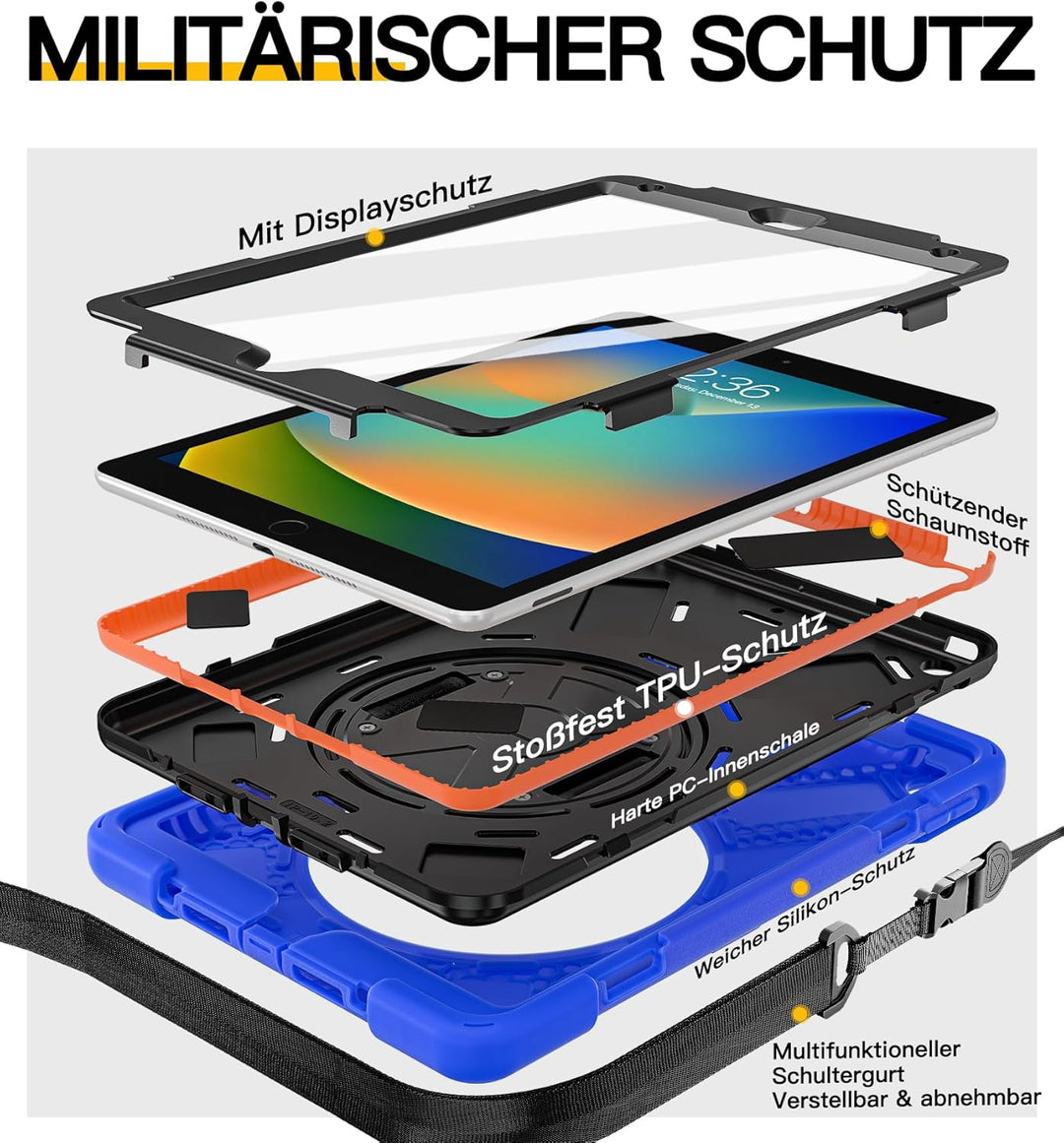 BRAECN Hülle für iPad 10.2 Zoll (iPad 9./8./7. Generation), Robuste Stossfeste Schutzhülle mit Stift