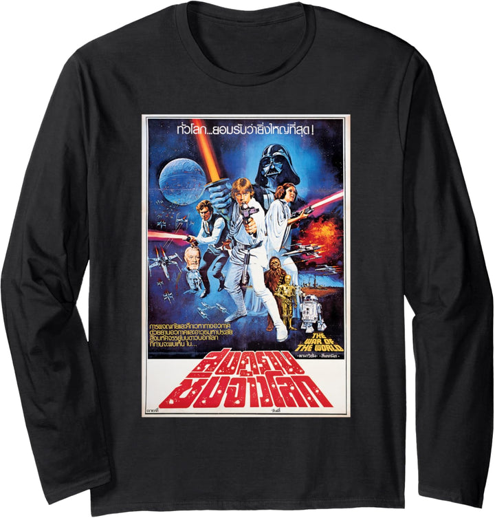 Star Wars A New Hope Vintage Thai Movie Poster Langarmshirt