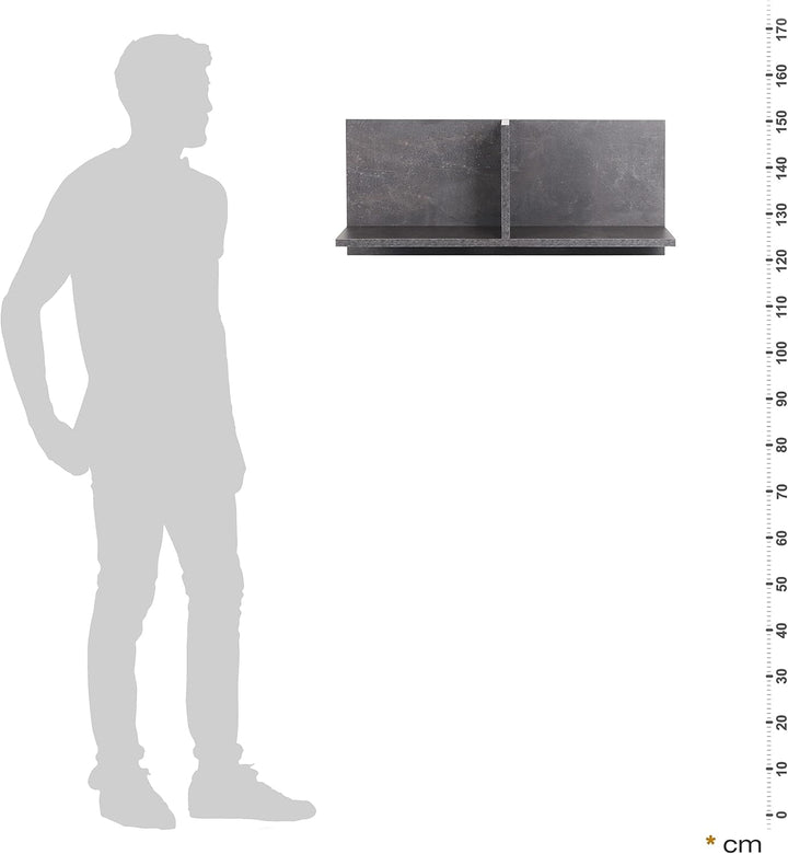 RICOO Wandregal 70 x 30 x 22 Grau Beton Optik, Spanplatte aus Holz, Hängereral WM013-BG, Regal Wand,