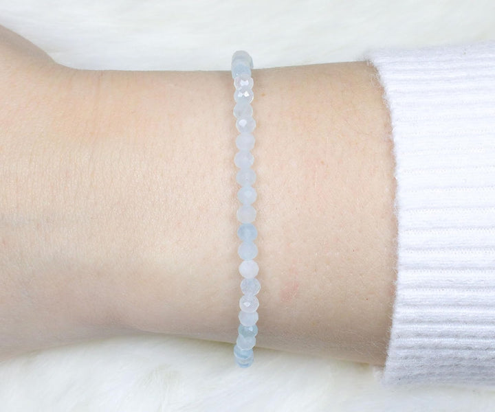 Echtes Aquamarin AAA Edelstein Armband mit facettierten 3mm Perlen - verschiedene Längen - Heilstein