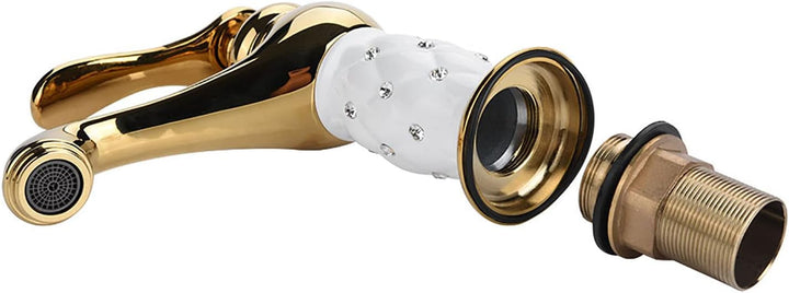 Aramox waschtischarmatur, Solide Messing Mischbatterie Kalt/Warmwasserhahn mit Strass Ornamente für