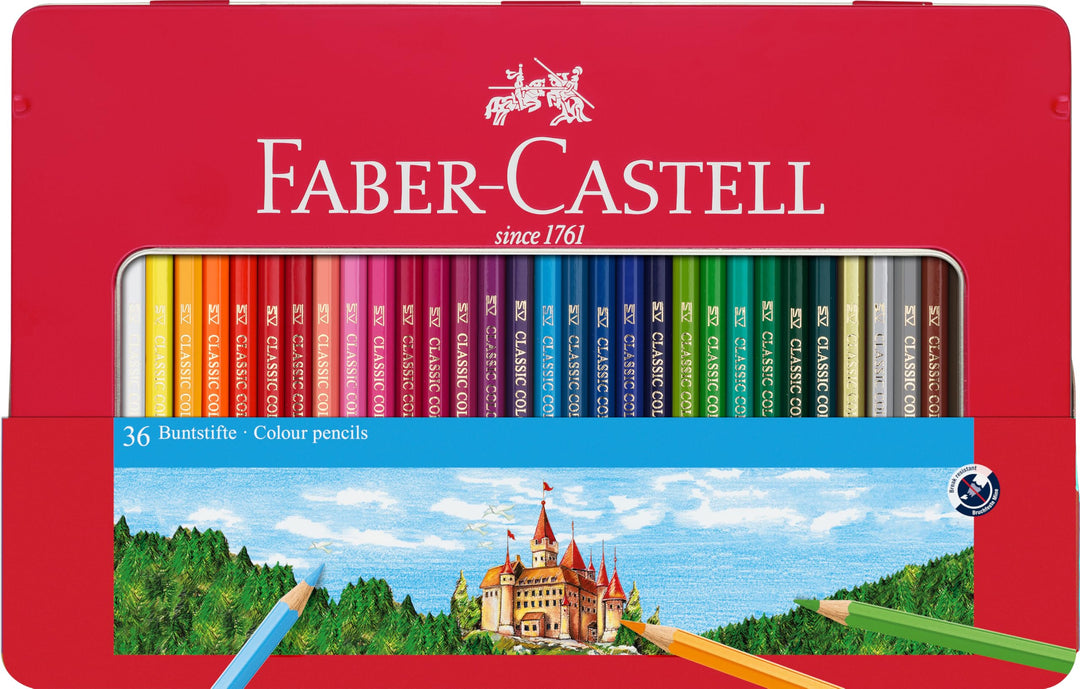 FABER-CASTELL 115886 - Buntstifte Hexagonal, 36er Metalletui Metalletui 36er bunt, Metalletui 36er b