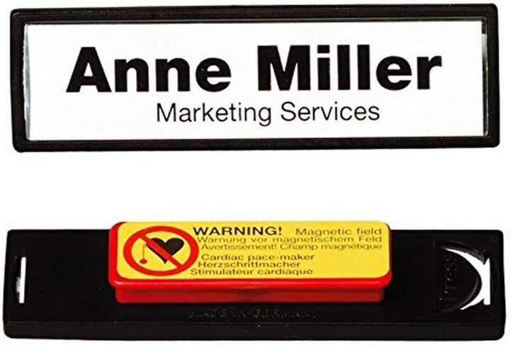 Durable Namensschild Clip-Card (mit Magnet, 17 x 67 mm) Packung à 25 Stück, schwarz, 813201, Magnet