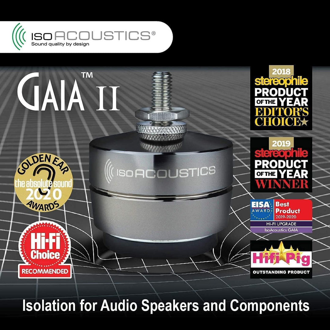 IsoAcoustics Gaia-Serie mit Isolatoren für Lautsprecher und Subwoofer Gaia II, 54 kg max. – 4 Stück
