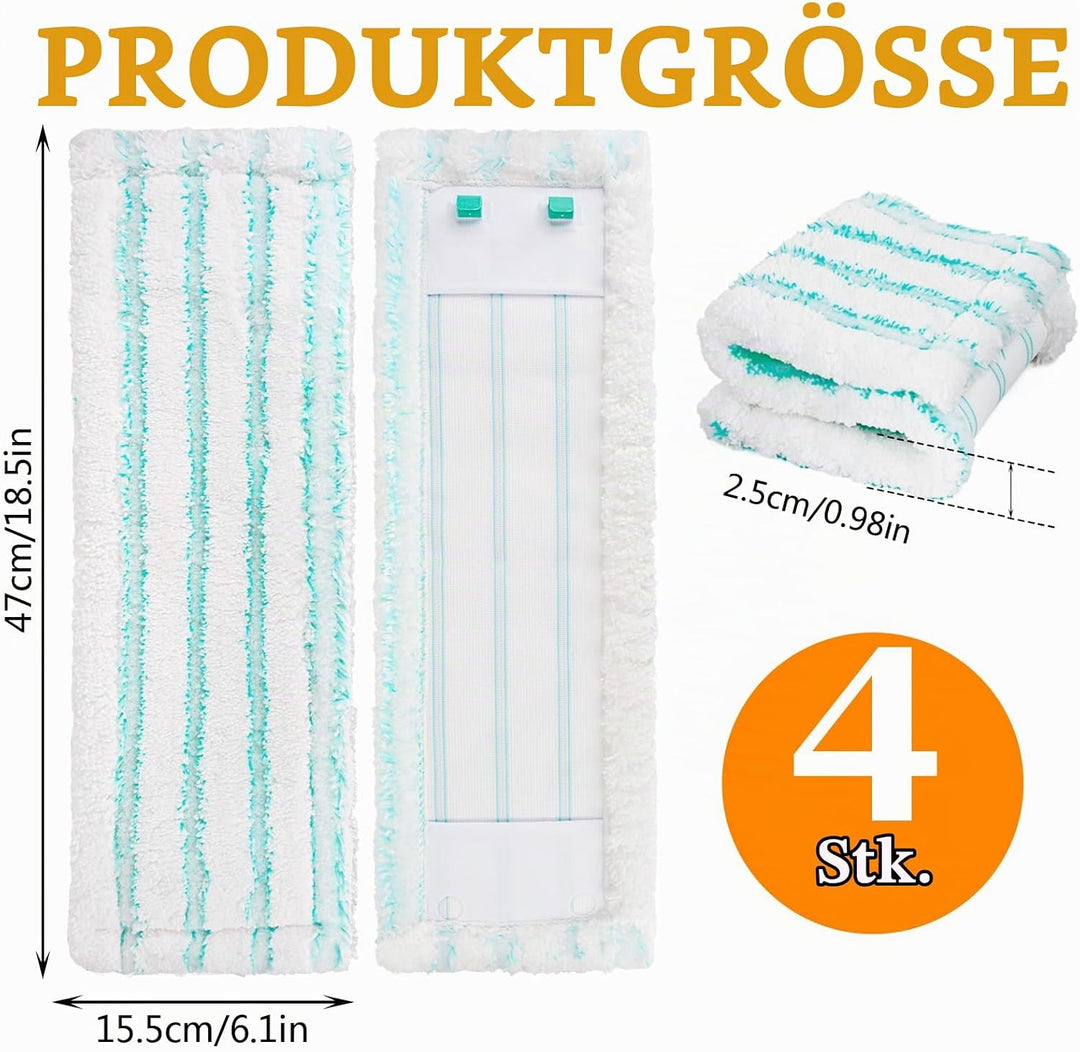 4 Stück Ersatz-Wischbezüge für Leifheit Profi XL Cotton Plus/Profi XL Micro Duo Vollstiel Bodenwisch