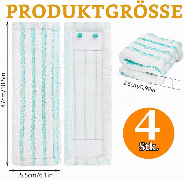 4 Stück Ersatz-Wischbezüge für Leifheit Profi XL Cotton Plus/Profi XL Micro Duo Vollstiel Bodenwisch