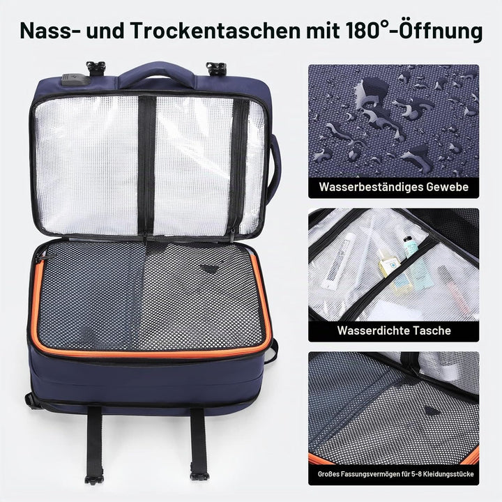 HOMIEE Handgepäck Reiserucksack, Supergross Laptop Rucksack Erweiterbar Diebstahlsicher Wasserabweis
