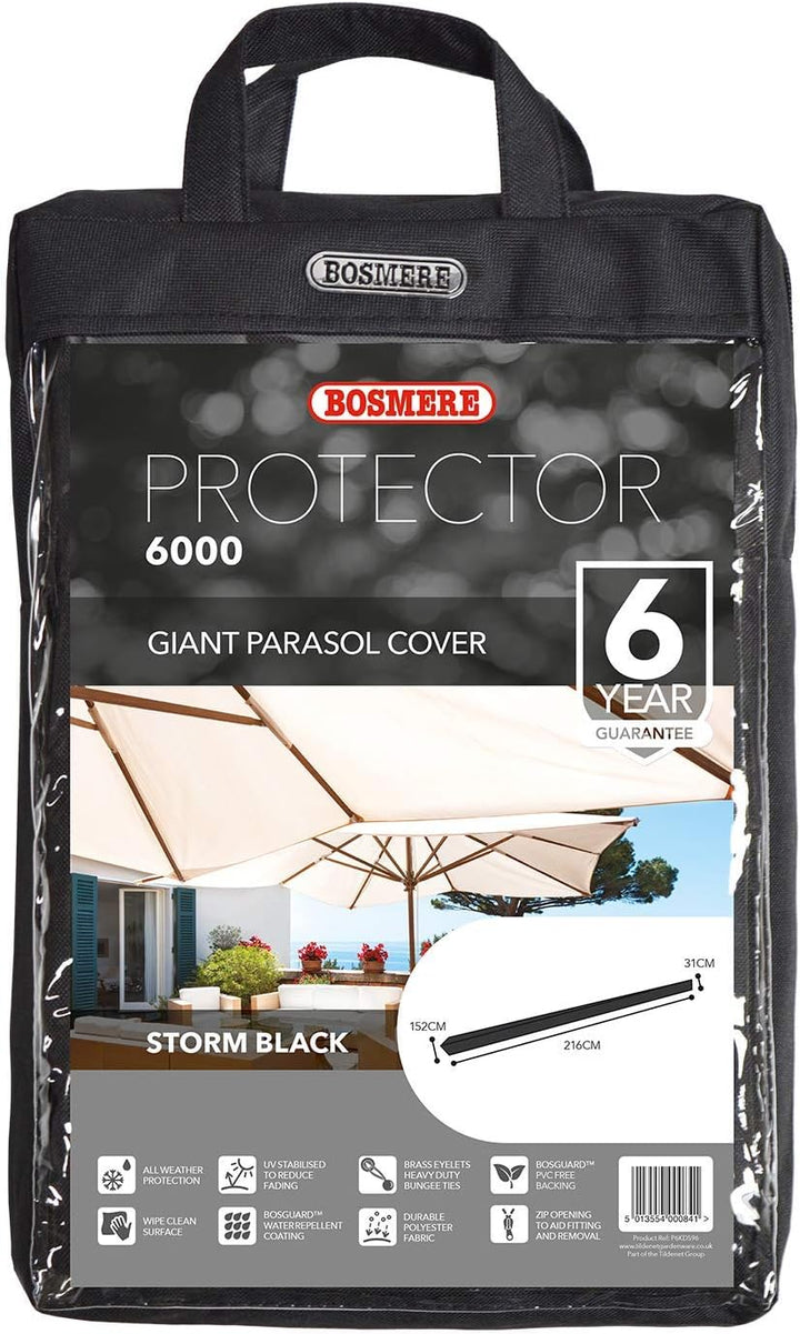 Bosmere Storm Black Schutzhülle für XXL-Sonnenschirm Schwarz, Schwarz