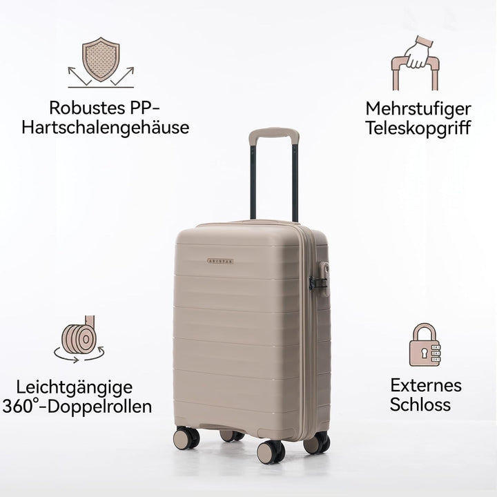 Mariner Handgepäck Koffer aus 100% Eco-PP Hartschale, 55x36x21 cm, 34L, Dune Grey Dune Grey S, Dune