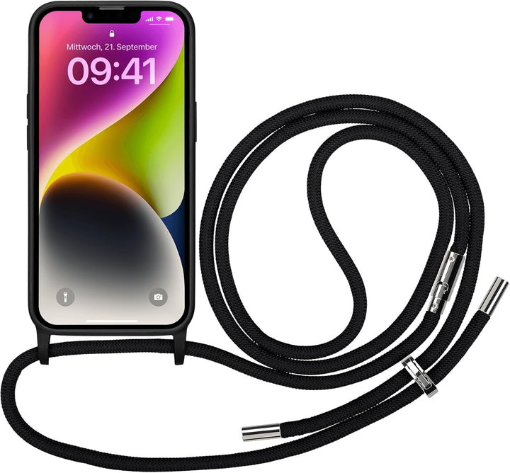 Artwizz HangOn Case kompatibel mit iPhone 14 - Elastische Schutzhülle aus Silikon als Handykette zum