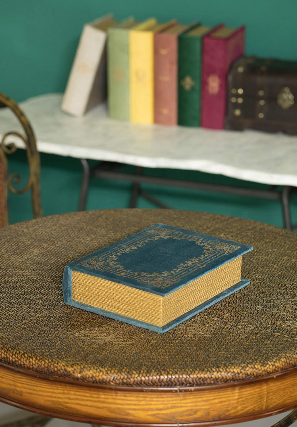 Dekorative Aufbewahrungsbox in Buchform, Vintage-Stil, Blau, Blau
