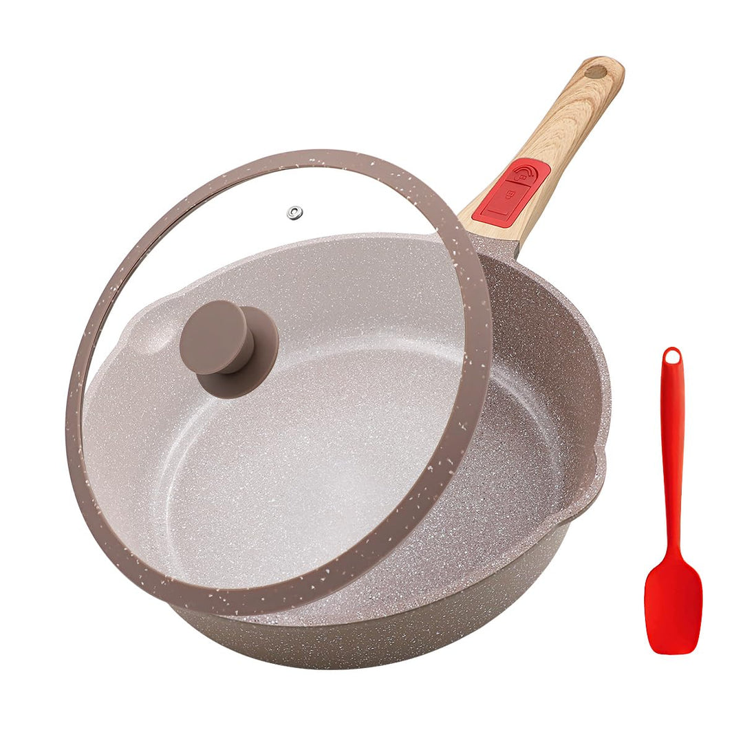 AIKENBBKK keramik pfanne 24 cm mit deckel, Antihaft Keramikbeschichtung Bratpfanne 24 cm mit Abnehmb